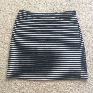 H&M navy white stripe body con skirt XS